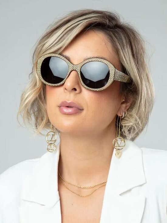 BRAND NEW Celine CL4240IS 25A Shiny Ivory Silver Studs Smoke Round Sunglasses main image 8